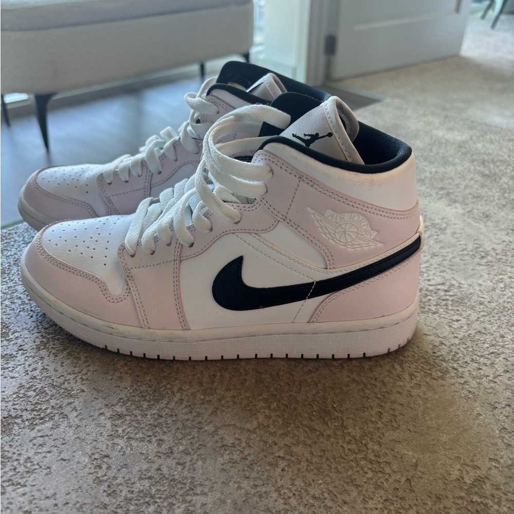 Nike Air Jordan Mid Sneakers *WORN TWICE*  - White and pink